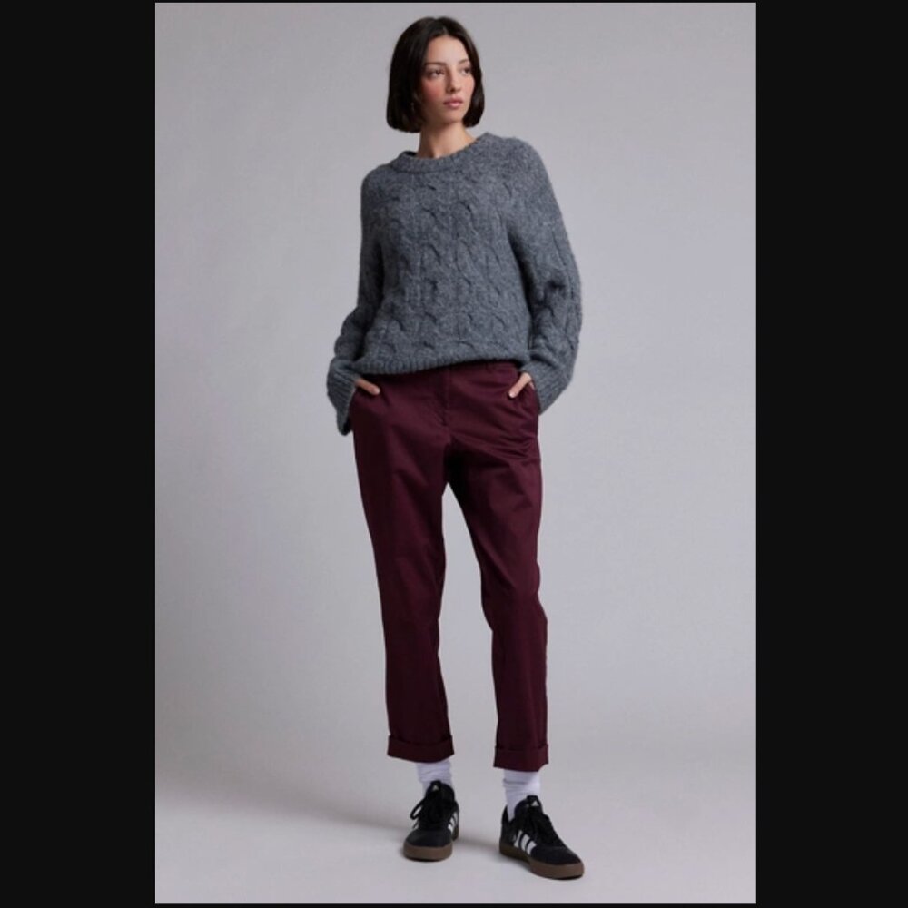 WILDFANG Cotton Spandex Maroon The Essential Tailored w Pockets Trouser Pant 24W